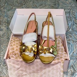 NWT Taryn Rose Nayla Metallic Napa Slingback Peep